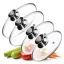 KADAX Lot de couvercles de casserole universels en verre avec poignée, résistants à la chaleur, différentes tailles, couvercle en verre pour casserole, poêle (20+24+26+28 cm, poignée argentée) K8380 - 1
