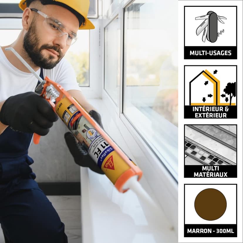 Sika Flex 11 FC Purform Brown Multi-Purpose Sealant, Sealant and Adhesive, Multi-Support, Interior and Exterior (Sikaflex 11 FC+), 300 ml - 2