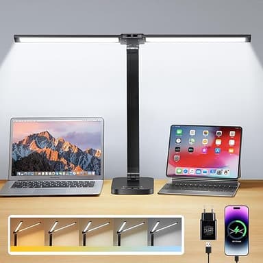 One Fire Led Lampe de bureau double tête, 10 niveaux de l…