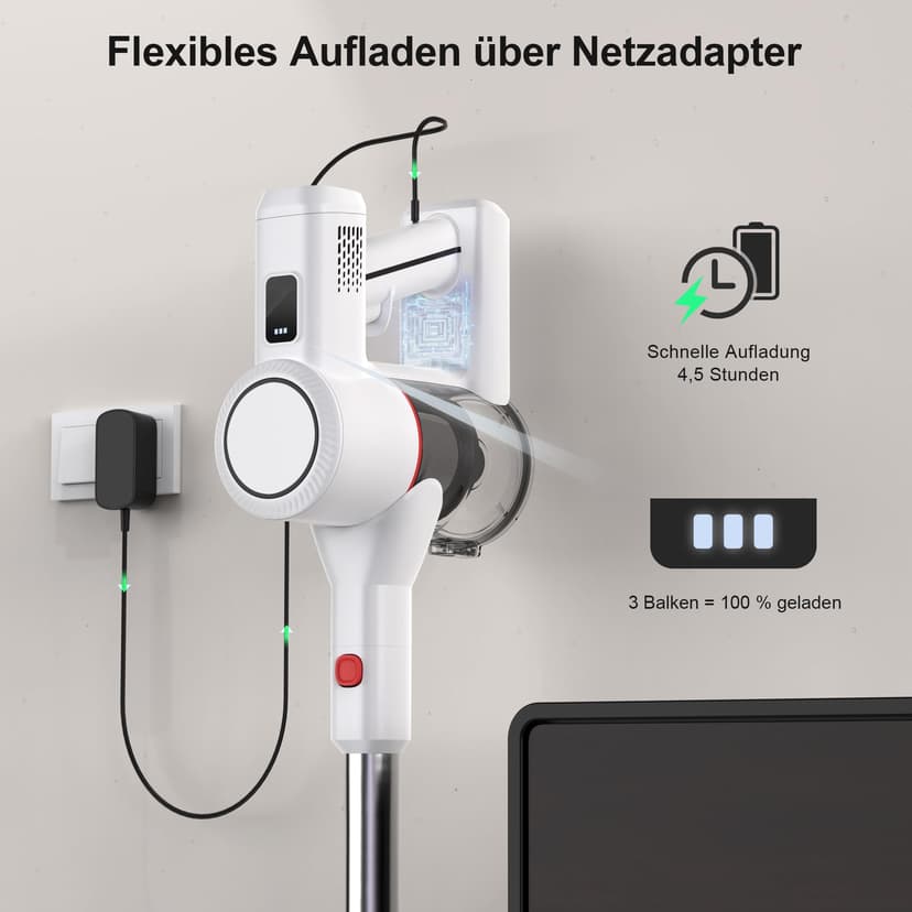 Cordless Vacuum Cleaner 3-in-1 Cordless Vacuum Cleaner Wireless Wireless with Light Without Cable with Pet Hair Screen Carpets Hard Floors - 7