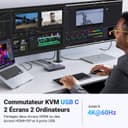 UGREEN HDMI 2.0 KVM Switch, 2 Inputs 2 Outputs, USB-C KVM Switch, 4K at 60Hz, USB 3.0 Switch, 4 USB Ports (3*USB 3.0+ USB C), 2 PC and 2 Monitor Share Mouse, Keyboard, U-Disks, Hard Disk - 3