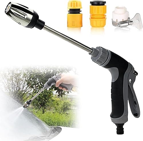 GmwyCzV High Pressure Water Gun, Alloy Car Wash Water Gun and 3 Plastic Interface High Pressure Water Lance Black for Car Wash Gardening Watering
