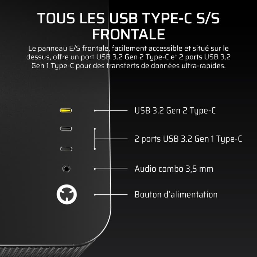 CORSAIR AIR 5400 RS-R ARGB Boîtier PC Triple Chambre Moyen-Tour Panoramique — Chambre Isolée pour AIO 360mm, Compatible Mères À Connexion Inversée, 3X Ventilateurs ARGB RS-R Inclus — Noir - 9
