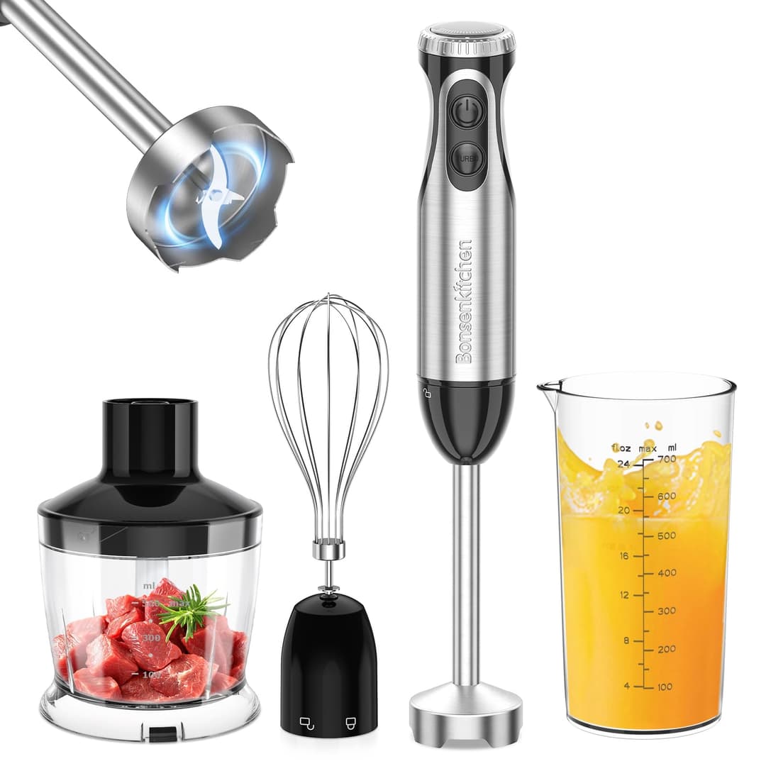 Bonsenkitchen Mixeur Plongeant, 4-en-1 Mixeur Plongeur Mu…
