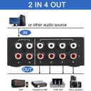 UNSTINCER RCA L/R Audio Switch 4(2) in-2(4) out, Bidirectional Noiseless hifi Stereo Audio Splitter Box, Analogue Aux Line Selector for Headphone Game Console Soundbar TV Speaker Turntalbe, Metal - 4