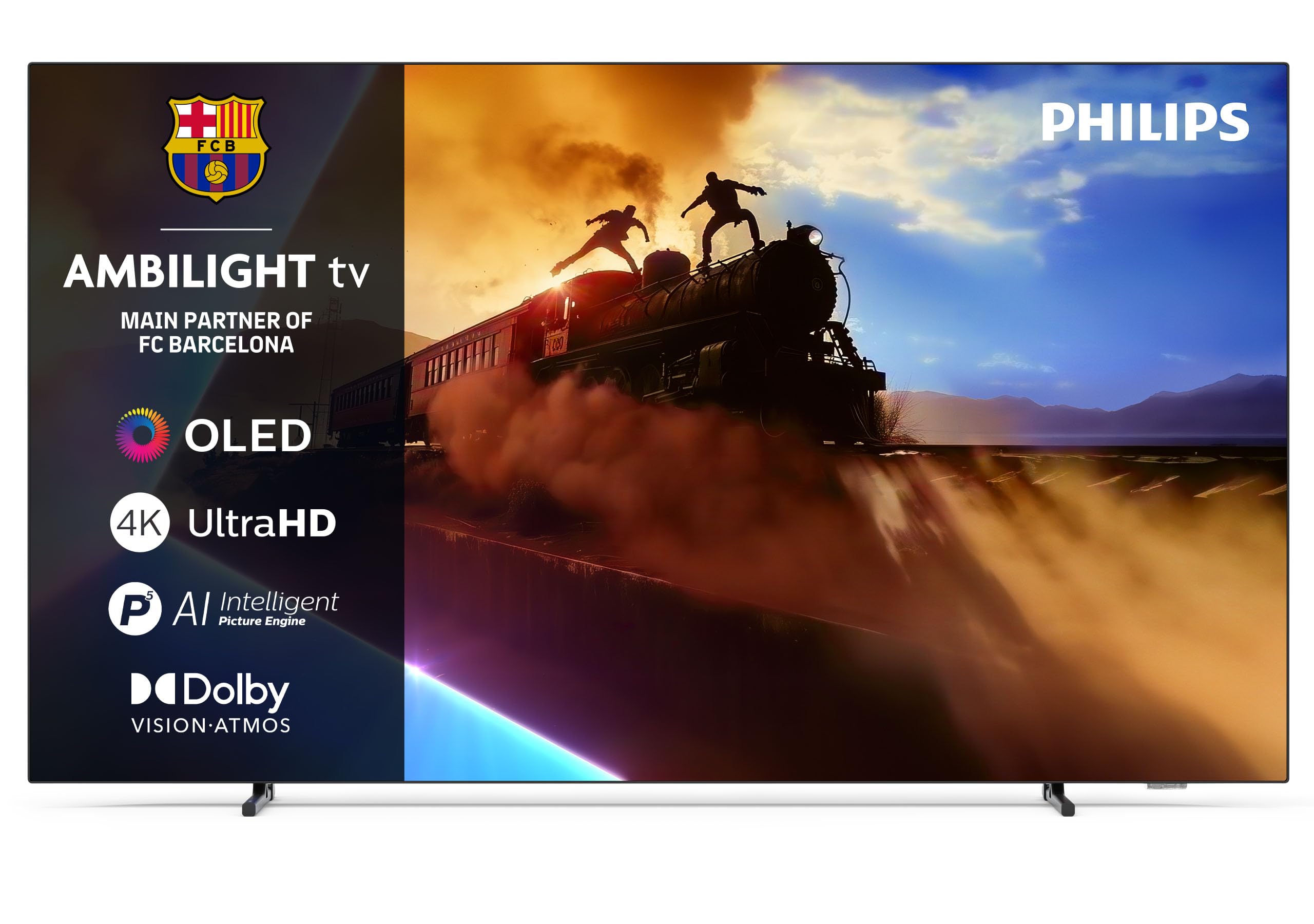 Philips Ambilight 55OLED760 4K OLED Smart TV - 55 Inch Display with P5 AI Perfect Picture Engine, Ultra HD, Titan OS, Dolby Vision and Atmos Sound, Works with Alexa and Google Voice Assistant - 1