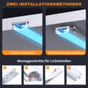 Chesbung Lot de 6 profilés LED en aluminium 1 m en forme de U pour bandes LED jusqu'à 12 mm avec couvercles en blanc laiteux, embouts et matériel de montage - 8