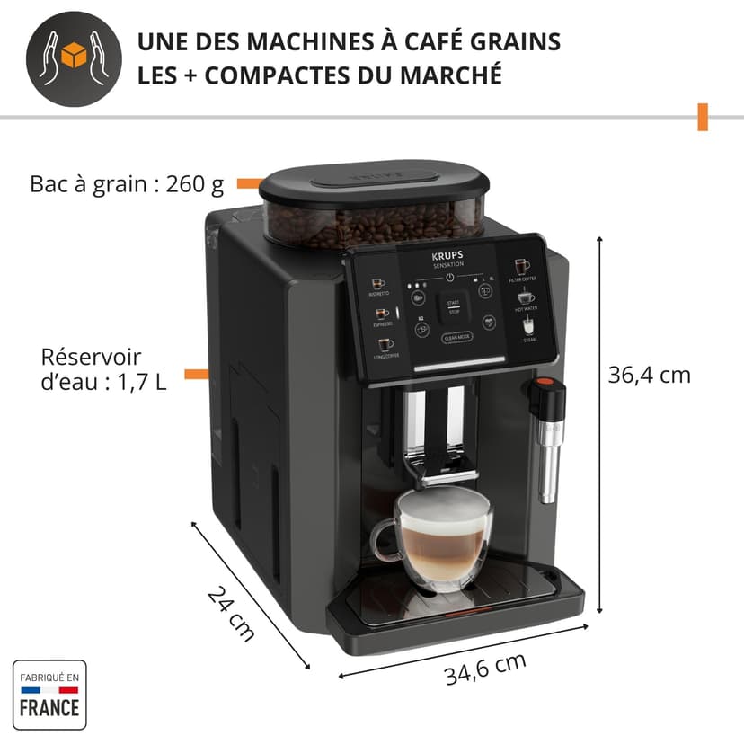KRUPS Sensation C50 Fully Automatic Coffee Machine EA910810, Charcoal - 2