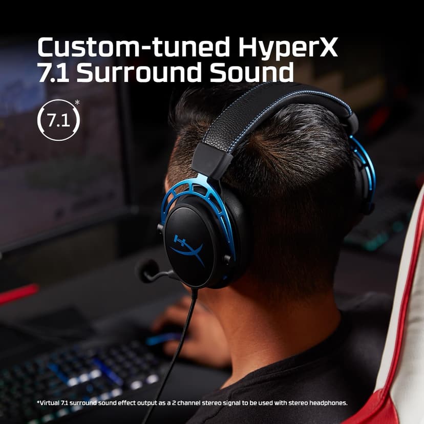 HyperX Casque de jeu Cloud Alpha S pour PC et PS4, son surround 7.1, basses réglables, haut-parleurs à deux pièces, mixeur de discussion, microphone antibruit de fond, noir - 5