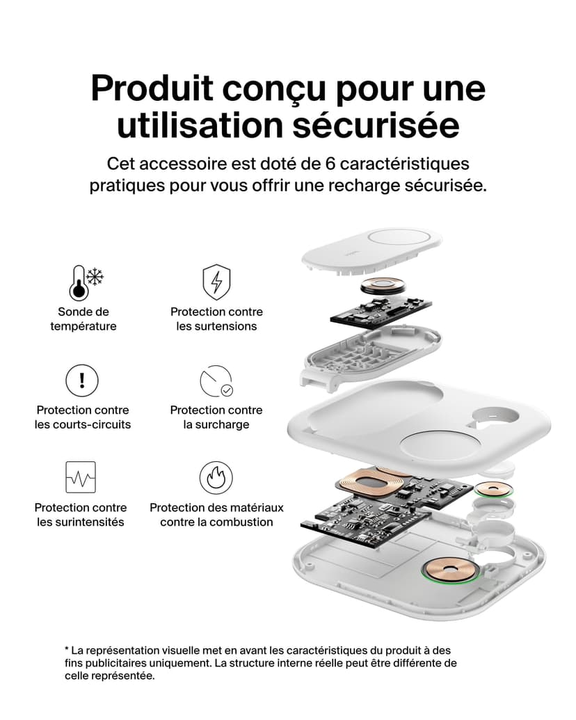 Belkin BoostCharge Socle de Recharge 2-en-1 aimanté et Pliable Qi2, 15W, Compatible MagSafe Chargeur sans Fil, Recharge Rapide, Apple iPhone 17, iPhone Air, Pixelsnap, Adaptateur Inclus - Blanc - 6