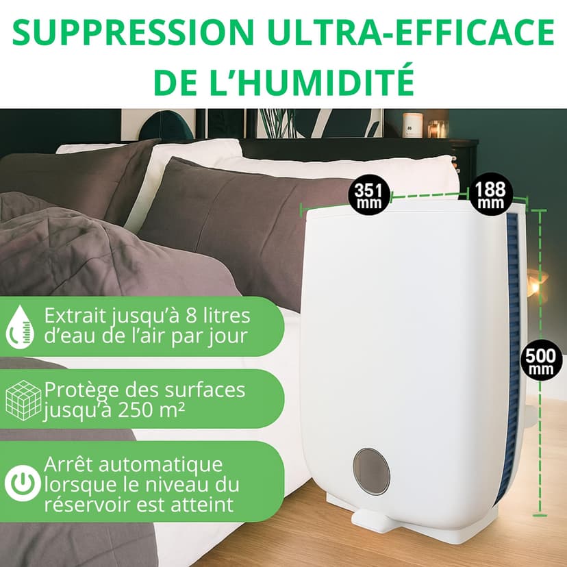 Meaco DD8L desiccating dehumidifier – Ioniser – ideal for use in unheated rooms (below 10 C) – self-restart, white with blue border - 6