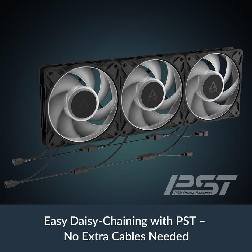 ARCTIC P12 Pro A-RGB - 3 Pack - Powerful Premium Fan, 120 mm PWM Fan with Y-Cable Splitter, 600-3000 rpm, 0 rpm <5% PWM, 5V Digital RGB, Fluid Dynamic Bearing, 4-Pin - Black - 5