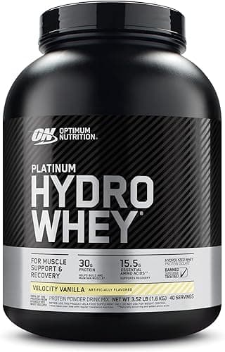 Optimum Nutrition Platinum Hydro Whey, Hydrolysed Whey Protein Isolate Powder with Essential Amino Acids, Glutamine and BCAA, Vanilla Bean Flavour, 40 Servings, 1.6 kg