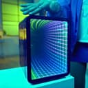 So Chill - Infinity LED Mini Fridge - 6 Cans or 8 Mini Cans - Mirror Effect Door - 12 Light Modes - Stickers - for Desk, Bedroom, Car - USB Power Supply (5V SELV) - INF 041 - 2