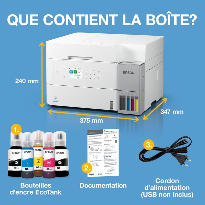 Epson EcoTank ET-3956 White A4 Multifunction Printers with Scanner, Wi-Fi & AirPrint Ink Tank, Automatic Document Feeder, Duplex Printing, Scan & Copy, Up to 3 Years of Ink Included - 4