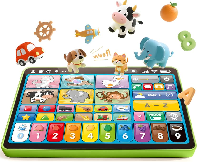 hahaland Multilingual (EN/DE/FR/IT/ES) Baby Learning Tablet for 1 Year Old+ Boys & Girls, Musical Educational Toys, Interactive Kids Tablet with Sounds, Songs, Piano, Q&A Games, Learning Toy Gifts - 1