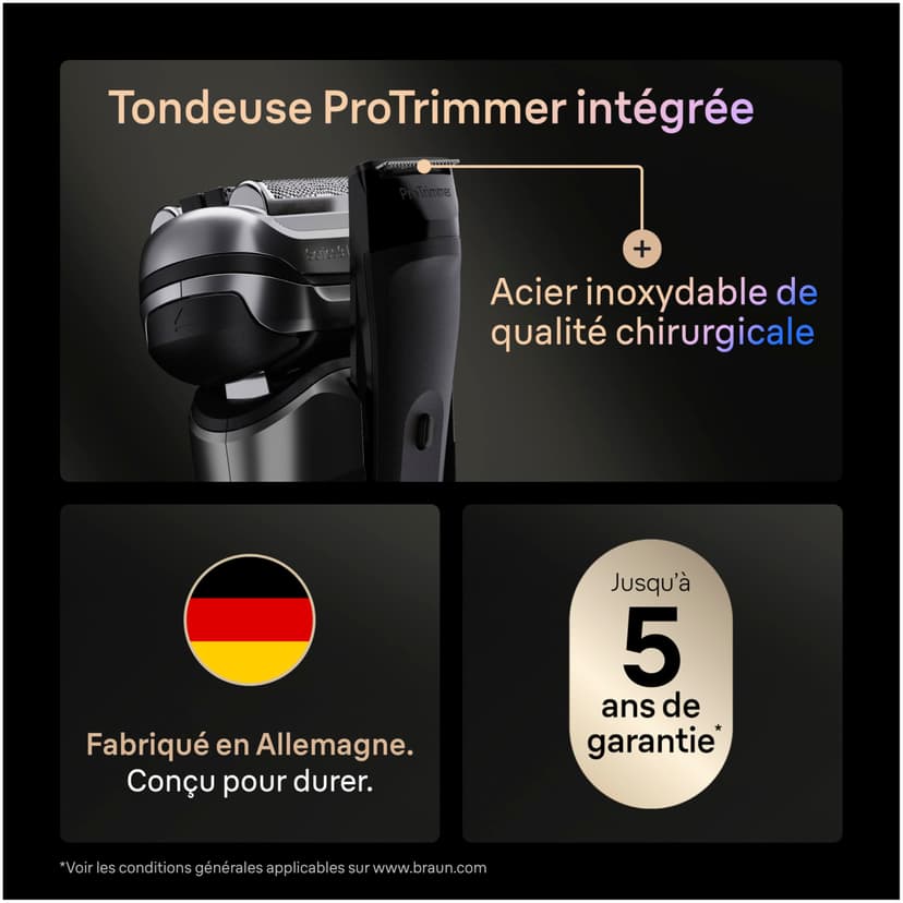 Braun Rasoir Electrique Homme Series 9+ PRO 9665CCE Graphite, Etanche, Lames De Précision Ultra-Fines Et Tondeuse Pro Trimmer Pour Bien Raser La Barbe, Coffret Rasage Avec Station De Nettoyage - 6