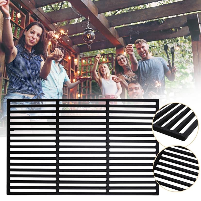 Daromigo 42 x 28 cm, griglia in ghisa smaltata, griglia rettangolare in ghisa smaltata, accessorio per barbecue, barbecue a gas, barbecue a carbonella e molto altro ancora, per barbecue a gas, - 5