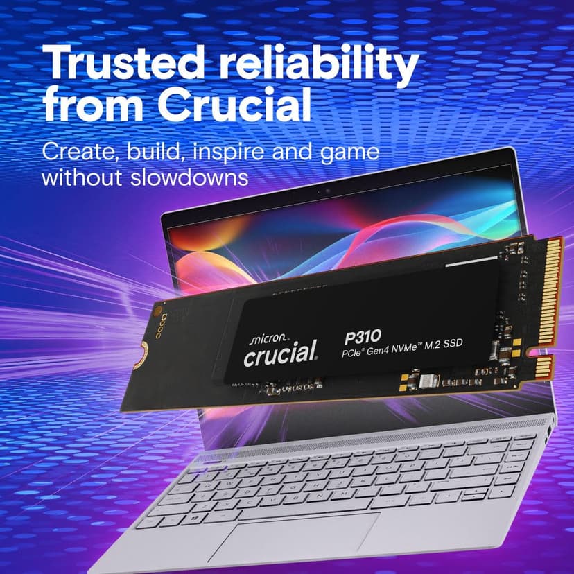 Crucial P310 500GB SSD M.2 2280 NVMe PCIe Gen4, Up to 6,600MB/s, Laptop & Desktop (PC) Compatible, Internal Solid State Drive - CT500P310SSD801 - 6