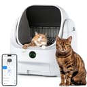 Self Cleaning Cat Litter Tray Open Top, Odor Control, Ready to Use, Automatic Litter Box, Large Capacity with APP Control and Safety Sensor, Ellenpent, with Trash Bags/Litter Mat (White) - 1