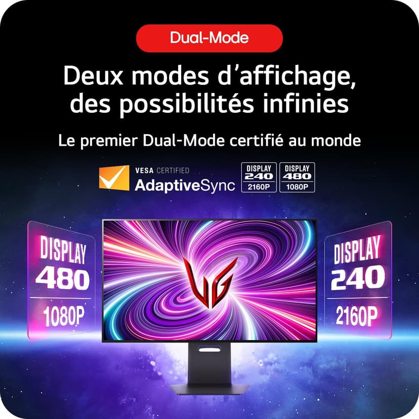 LG Ultragear™ OLED 32GS95UV-B 32 inch Gaming Screen – UHD 4K (3840 x 2160) resolution OLED screen, 0.03 ms GtG 240Hz, DisplayHDR™ TrueBlack400, DCI-P3 98.5%, AMD FreeSync Premium Pro, NVIDIA G-Sync - 2