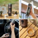CONQUECO Portable Espresso Machine Travel: 12v Car Coffee Maker with Battery for Camping - Small Electric - 2.5 Mins Heating - 8 Cups Espresso for One Charge - 7