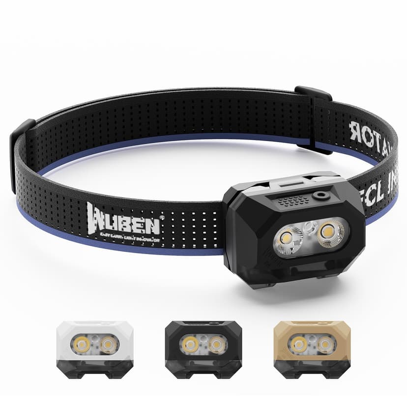 WUBEN H4 Head Torch Rechargeable Torch, 800 Lumens Super Bright Torch, IP68 Waterproof Headlamp With Motion Sensor, Headtorch Flashlight 10 Modes with Red Light, for Camping, Running, Fishing & Hiking - 1