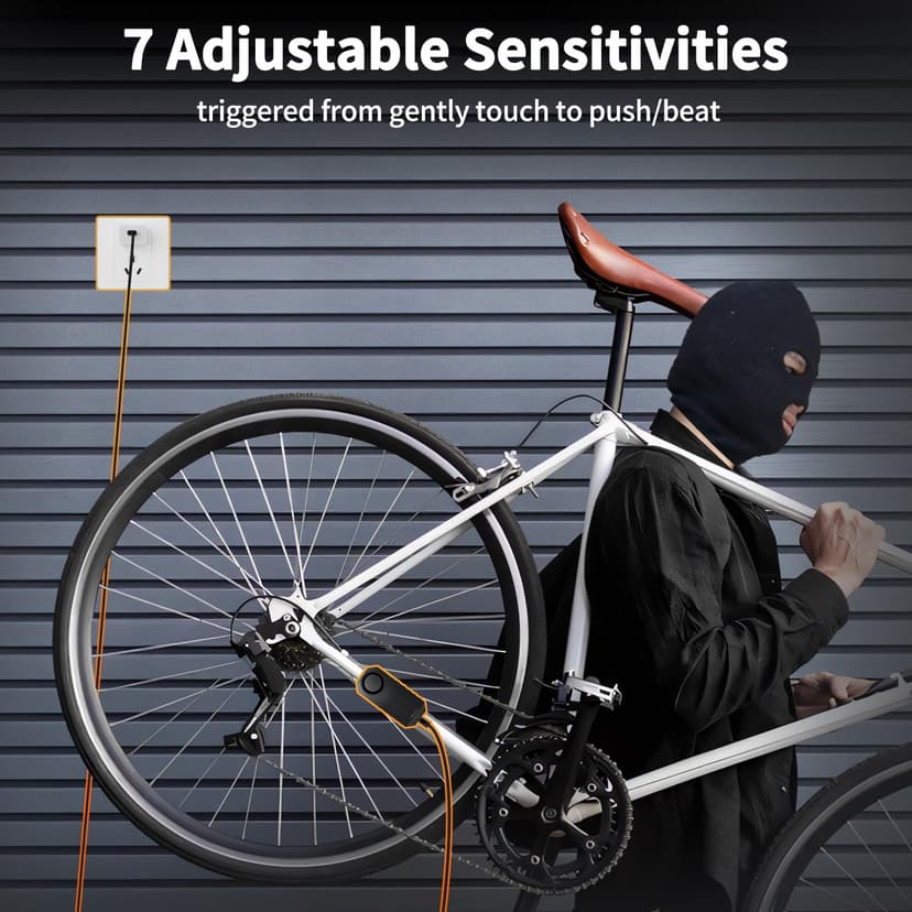 WSDCAM Wireless Bike Alarm with Remote, Rechargeable Bicycle Alarm System Anti Theft, IP65 Waterproof, 113dB Loud Bike Alarms for E-Bikes, Motorcycles, Scooter, Outdoor Riding and Cycling Safety - 7