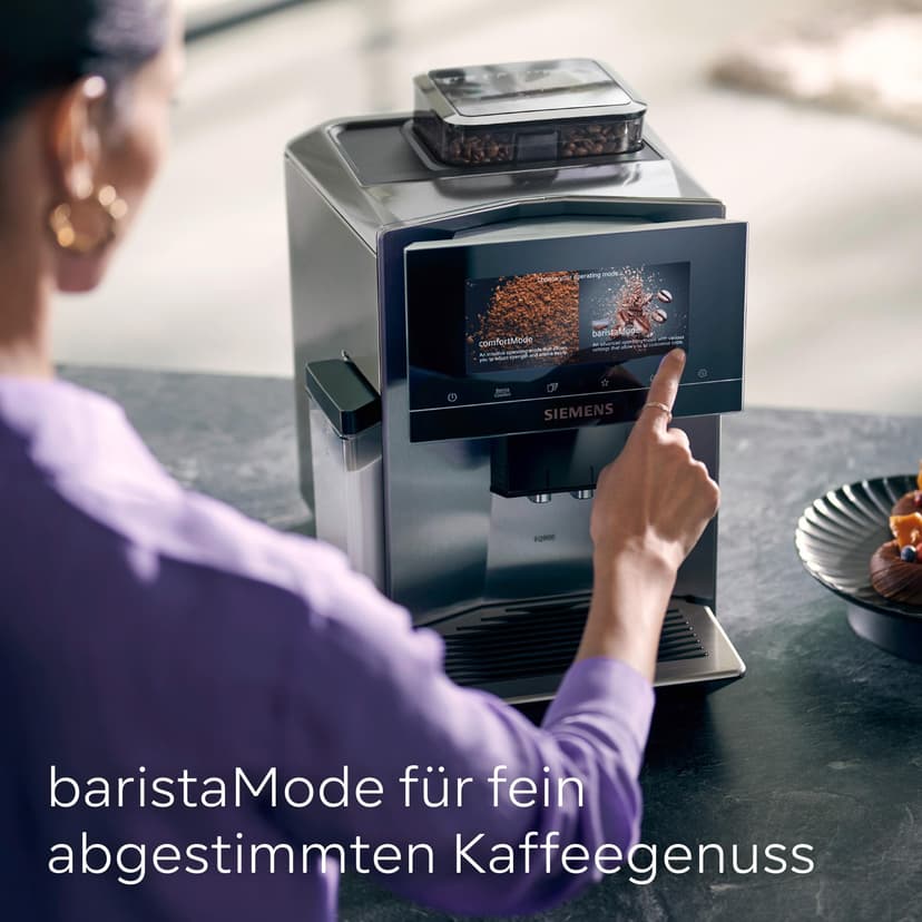 Siemens, machine à café automatique EQ900 TQ903D03, contrôle par l'application, écran tactile, mode barista, AromaBoost, réduction du bruit, broyeur premium, nettoyage à la vapeur, 1 500 W, inox - 4