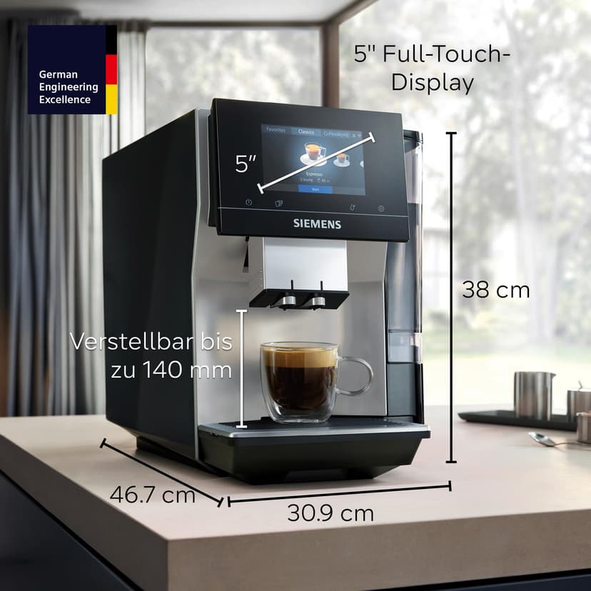 SIEMENS EQ700 classic TP715E17 Machine à café automatique avec contrôle par application, infusion à froid, écran tactile, jusqu'à 10 créations de café favorites, nettoyage automatique à la vapeur - 2