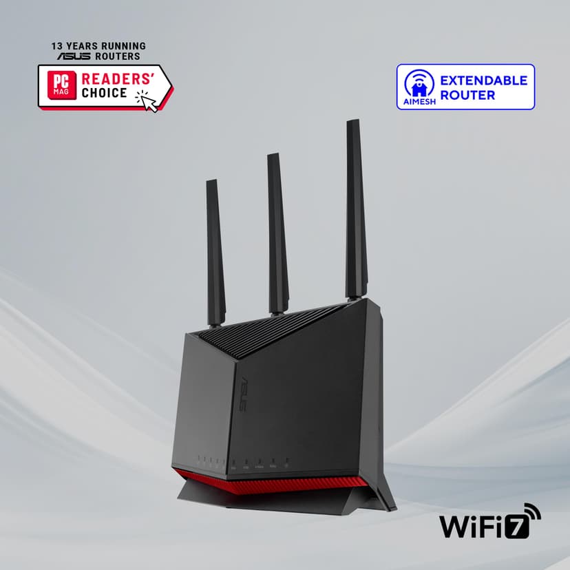 ASUS RT-BE86U - Routeur Wi-FI 7 Extensible - Double Bande BE6800, 4096-QAM, MLO, AI WAN Detection, AiMesh, Abonnement Gratuit à la sécurité réseau,VPNs - 2