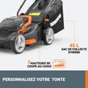 WORX Tondeuse à Gazon sans Fil 40V WG743E, Surface Max 500 m², Coupe de 40cm, Tonte jusqu'aux Bordures, 7 Hauteurs de Coupe, silencieuse, livrée avec 2 Batteries 4Ah et 1 Chargeur Double - 6