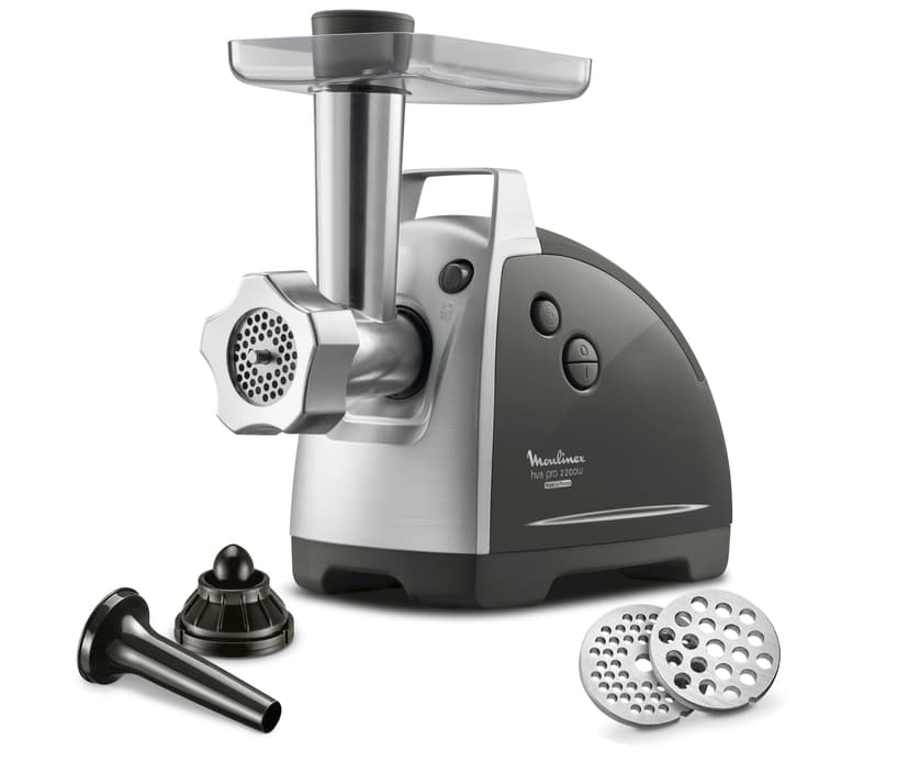 Moulinex Hachoir à Viande HV8 Hachoir Electrique 2200W 2 Grilles de Broyage Accessoires pour Kebbés et Saucisses Argent ME686832 - 1
