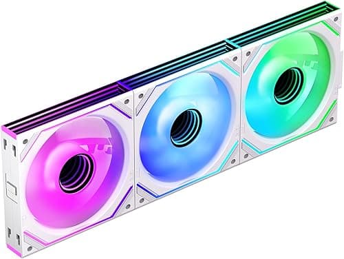 Jungle Leopard Interstellar-V2 Daisy Chain RGB PC Ventilateur 120MM 3er Pack,1850RPM/68CFM/2.4mmH2O/24LEDs,5V3PIN ARGB und 12V4PIN PWM Ventilateur (3, White, 120MM-Forward)