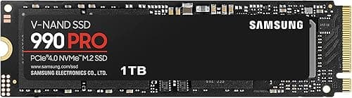 Samsung 990 PRO 1TB PCIe 4.0 (up to 7450 MB/s) NVMe M.2 (2280) Internal Solid State Drive (SSD) (MZ-V9P1T0BW)