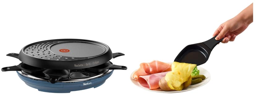 Tefal Colormania 3-in-1 Raclette Grill and Pancake Raclette, Easy Plus Non-Stick Coating, 8 Dishwasher-Safe, 1050 W, Steel Blue RE310401 - 2