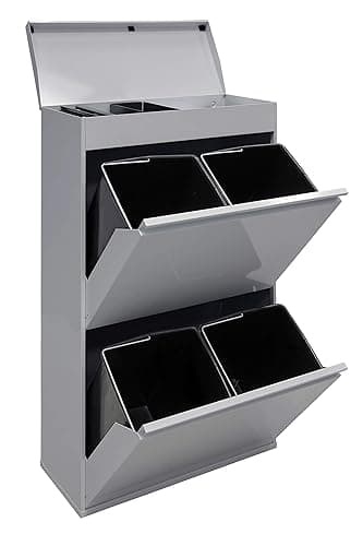 Arregui Top CR622-B 4-Compartment Steel Recycling Trash C…