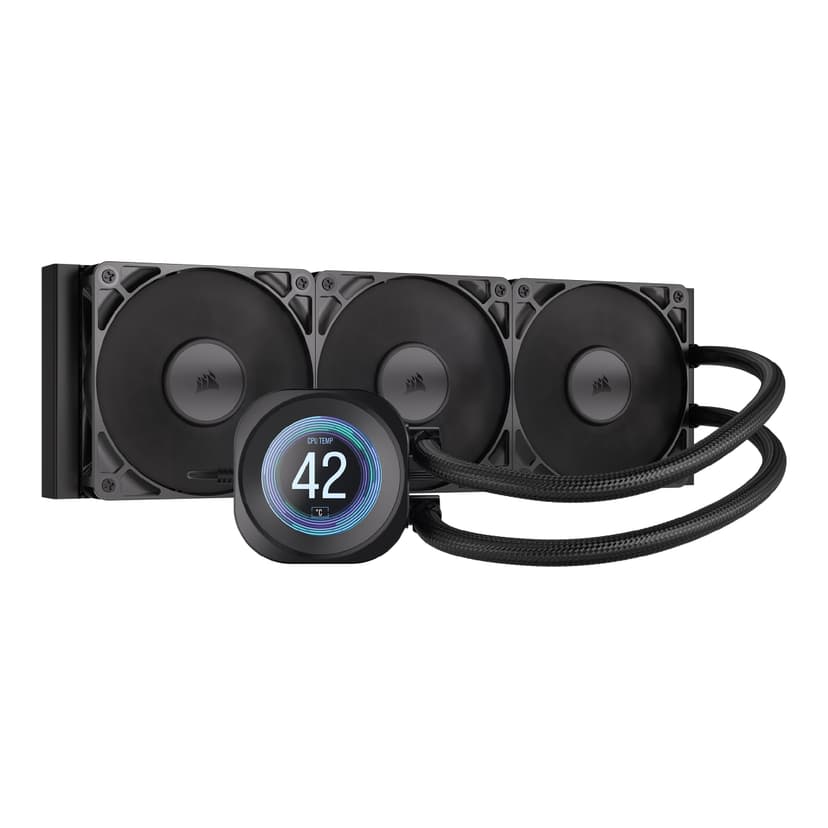 Corsair NAUTILUS 360 RS LCD Liquid CPU Cooler – 2.1" IPS LCD Screen, 360mm AIO, Low-Noise, Daisy-Chain, Intel LGA 1851/1700, AMD AM5/AM4 – 3x RS120 Fans Included – Black - 1
