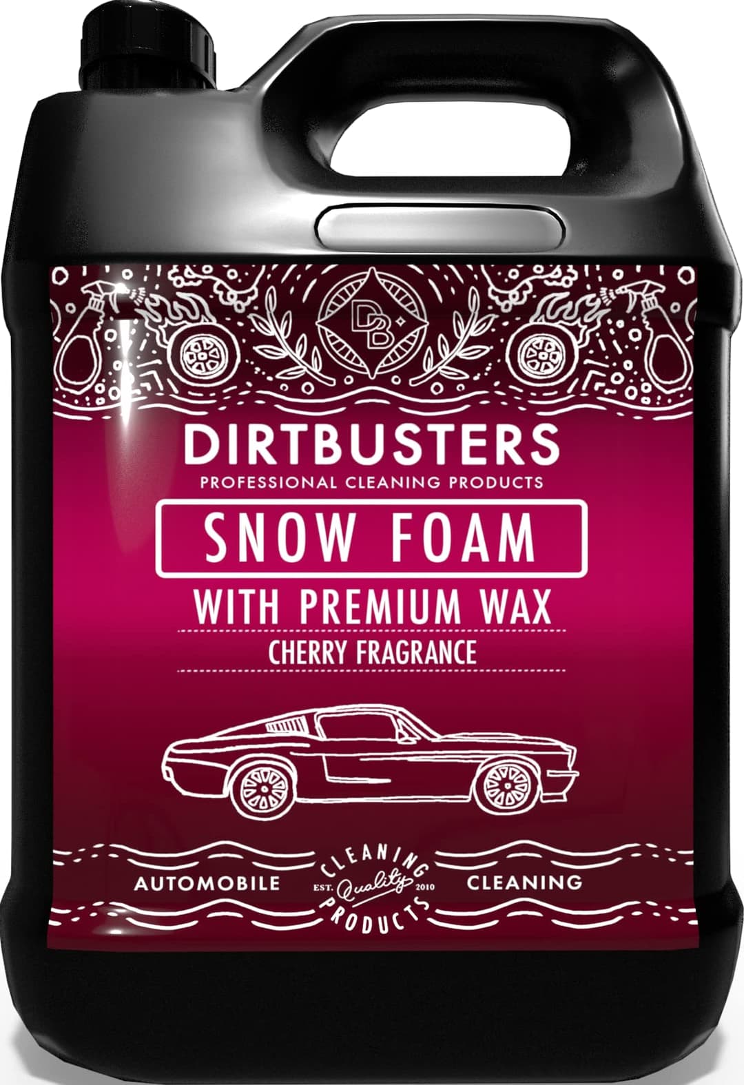 Dirtbusters Snow Foam (5L) Car Shampoo And Wax, Powerful Thick Foam Pre Wash Car Cleaner, Suitable For Cleaning Vehicle Exteriors, Cherry