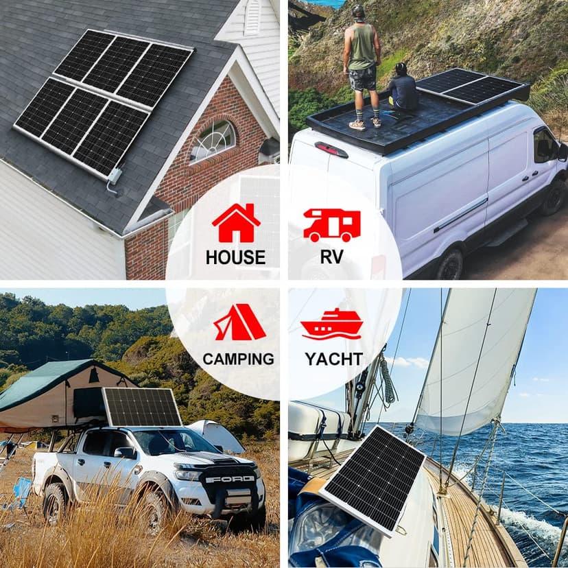 DOKIO 100w Solar Panel 12v Monocrystalline Waterproof Solar System for The Roof of Motorhome Caravan Camping Jardin Rv Yacht Shed Vans Campervan Boat - 8