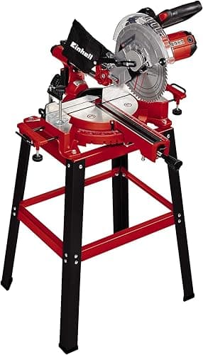 Einhell TC-SM 2531/2 U Pull Miter Saw (1900 W, 4,800 RPM, Ø254 x ø30 mm Saw Blade, Laser, Tilting Saw Head, Including HM Saw Blade), red