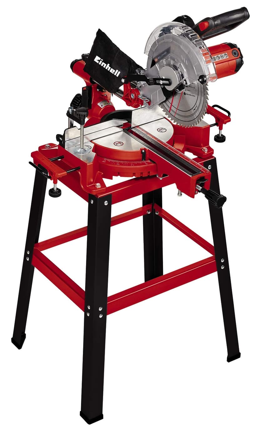 Einhell TC-SM 2531/2 U Pull Miter Saw (1900 W, 4,800 RPM, Ø254 x ø30 mm Saw Blade, Laser, Tilting Saw Head, Including HM Saw Blade), red - 1