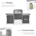 tectake® Portable Camping Kitchen with 5 Internal Shelves, Heat-Resistant Worktop, Wind Barrier & Zipped Doors - Outdoor Storage Cupboard with Lightweight Aluminium Frame, Incl. Carry Bag - Grey - 3