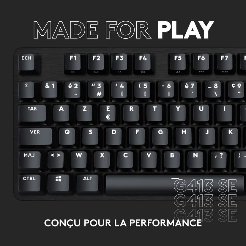 Logitech G413 SE Full-Size Mechanical Gaming Keyboard - Backlit Keyboard with Tactile Mechanical Switches, AZERTY French Layout - Black - 9