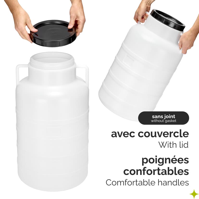 Garronda 60L Twist-Off Plastic Jerry Can Made of Food Grade HDPE Garden Water Tank Food Container Universal Plastic Bin GD-0078 White - 3