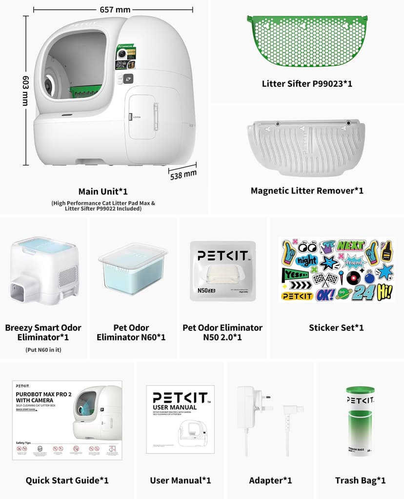 PETKIT PUROBOT MAX PRO 2 Self Cleaning Cat Litter Tray with AI Camera, Facial Recognition & Health Insights, Smart App & Odour Control Automatic Cat Litter Box, Quiet & Spacious for Multiple Cats - 9