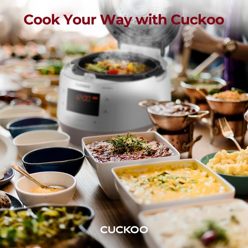CUCKOO CMC-QSB501S Pressure Cooker, 304(18/10) Stainless Steel with Xwall Coated Inner Pot, Gold/White - 8