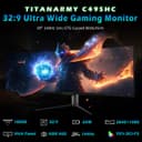 TITAN ARMY 49 Inch Curved Gaming Screen 144Hz, DFHD 3840 x 1080, Ultrawide 1800R VA Gaming Screen, 32:9, HDR400, G-Sync & FreeSync, 99% sRGB, USB Type-C 65W, Height Adjustable, HDMI, DP, C49SHC - 2