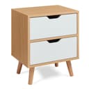 [en.casa] Bedside table Bordkak nightstand with 2 drawers side table 50 x 40 x 30 cm chest of drawers wooden legs oak look/white - 5