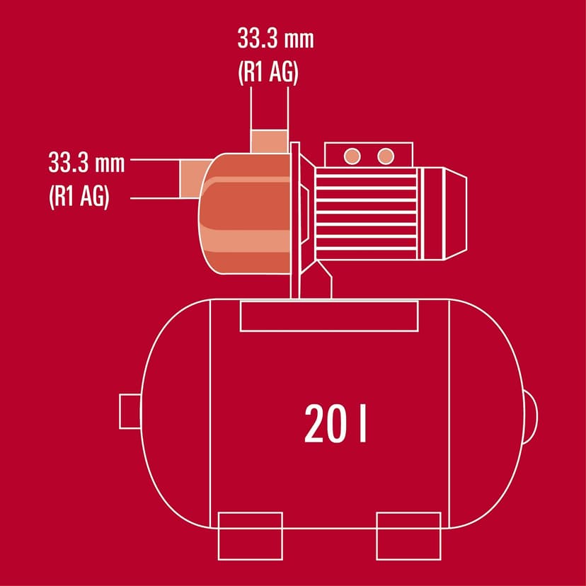 Einhell Groupe de surpression GC-WW 6538 Set (650 W, Hauteur d'aspiration 8 m, Câble d‘alimentation 1,4 m, Interrupteur à pression) Livré avec tuyau d'aspiration 7 m - 9